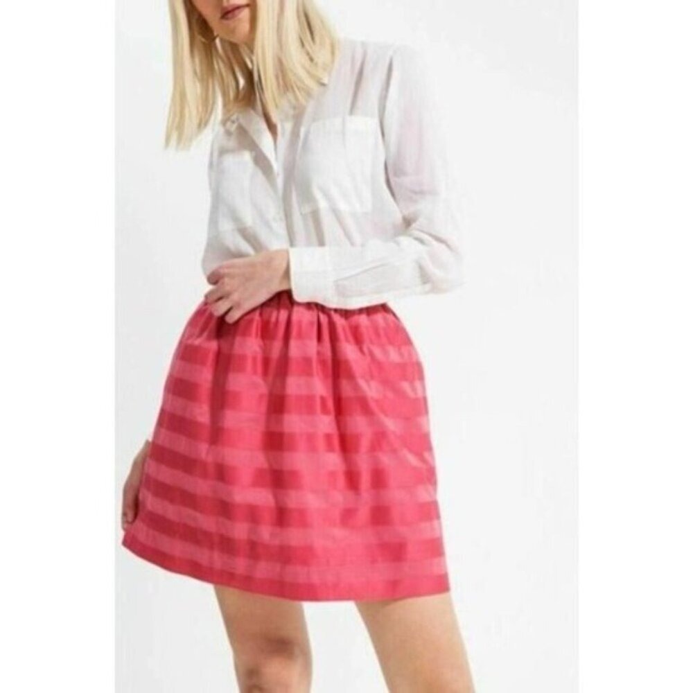 Striped Mini Skirt Rose Pink XS Elastic Waist Cotton Casual Gap Short